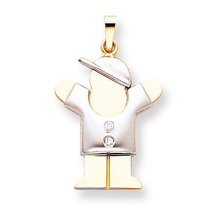 14k Two tone AA Diamond kid pendant