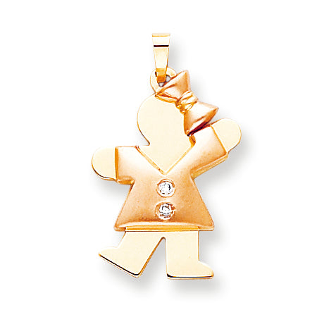 14k Two tone AAA Diamond kid pendant