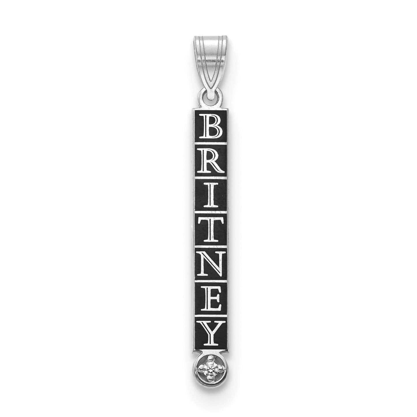 14kw Stacked Epoxied Name Charm with Diamond