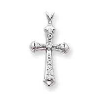 14k White Gold Diamond Cross Pendant