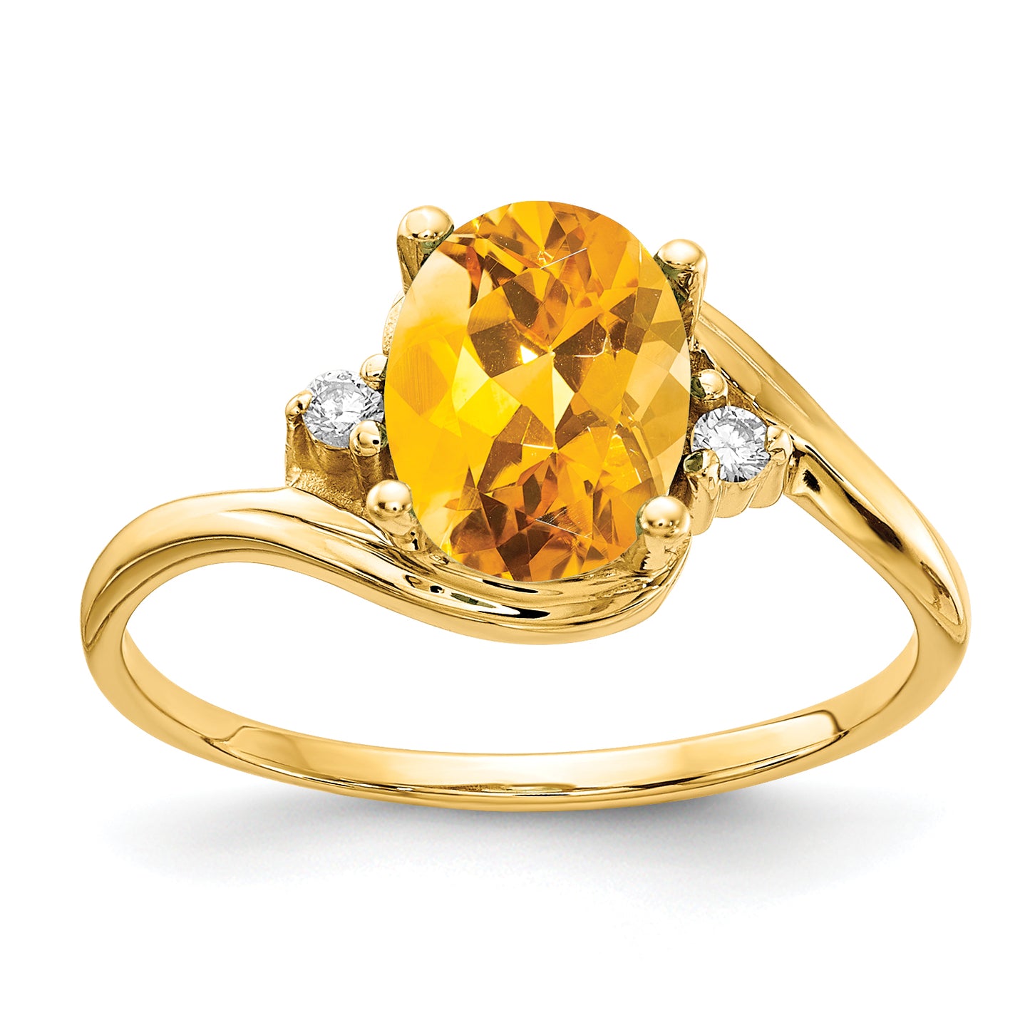 14k 8x6mm Oval Citrine Checker AAA Diamond ring